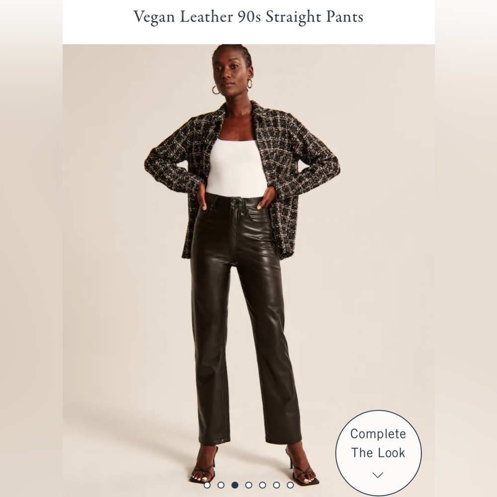 Abercrombie & Fitch Vegan Leather 90s Straight Pants Black